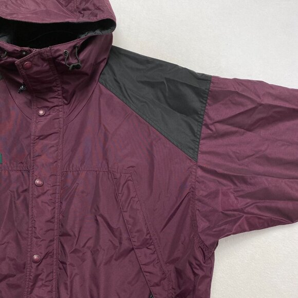 Vintage Columbia Rain Jacket Mens XL Maroon Long Hooded Double Zipper 90s - Picture 2 of 13